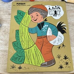 Vintage Wood Playskool Jack and the‎ Beanstalk Inlaid Puzzle 185-18